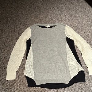Rebecca Taylor size XS Gray Black Cream lightweight Sweater